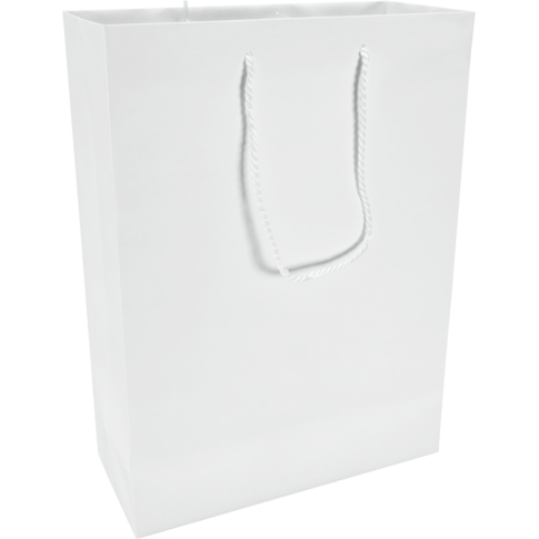 Tas, Papier, met koord, 27x 12x37cm, draagtas, wit