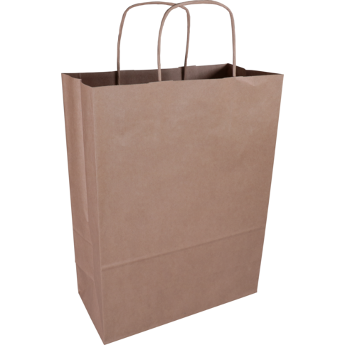 Tas, Kraftpapier, gedraaid papieren koord, 26x 12x34cm, draagtas, bruin