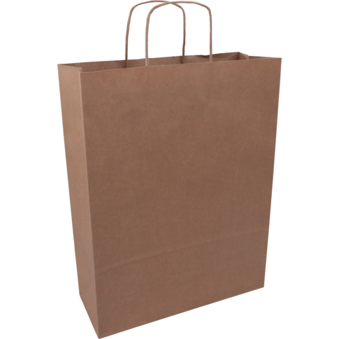 Tas, Kraftpapier, gedraaid papieren koord, 32x 12x41cm, draagtas, bruin