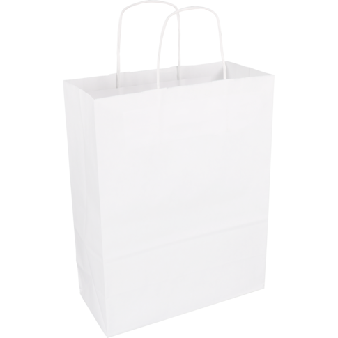 Tas, Kraftpapier, gedraaid papieren koord, 26x 12x34cm, draagtas, wit