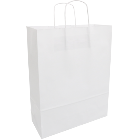 Tas, Kraftpapier, gedraaid papieren koord, 32x 12x41cm, draagtas, wit