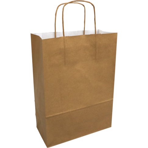 Tas, Kraftpapier, gedraaid papieren koord, 24x 11x33cm, draagtas, goud