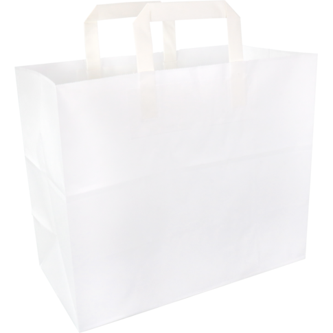 Tas, Papier, platte handgreep, 32x 16x27cm, draagtas, wit