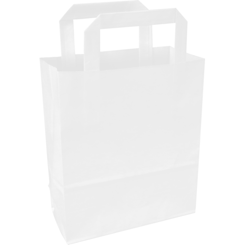 Tas, Papier, platte handgreep, 18x 8x22cm, draagtas, wit