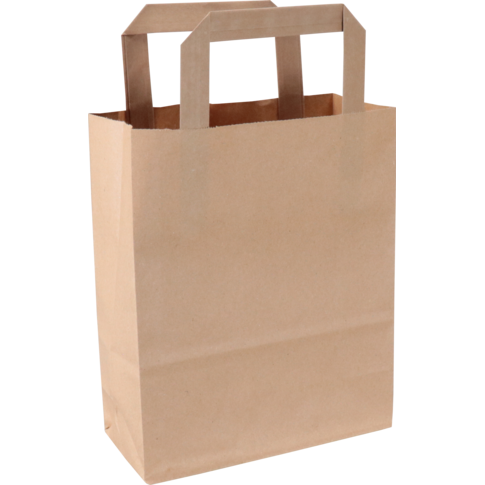 Tas, Papier, platte handgreep, 18x 8x22cm, draagtas, bruin