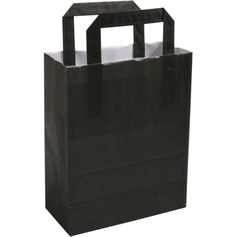 Tas, Papier, platte handgreep, 18x 8x22cm, draagtas, zwart
