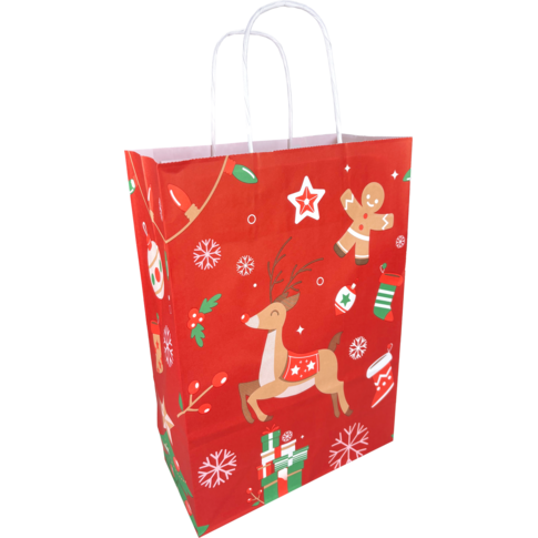 Tas, Hert, Papier, gedraaid papieren koord, 22x 10x31cm, draagtas, rood