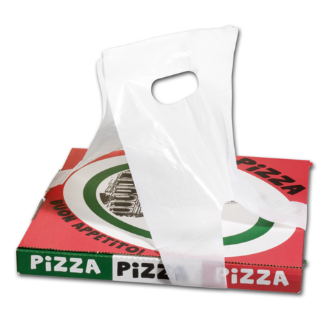 Tas, HDPE, 20x110cm, pizza-/gebaksdoosdrager, wit