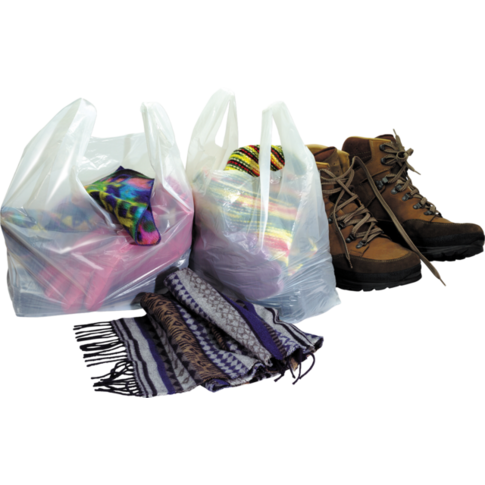 Tas, HDPE, geblokt, 30x 10x60cm, hemddraagtas, wit