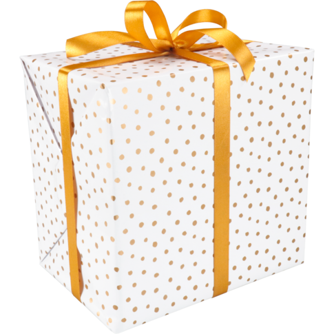 Cadeaupapier, 30cm, 200m, 80gr/m², Party Dots, wit/goud