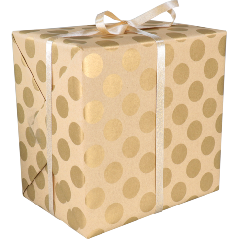 Cadeaupapier, 50cm, 200m, 65gr/m², Dots, goud
