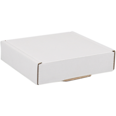  Verzenddoos, golfkarton, 110x110x28mm, met klep, enkele golf, wit