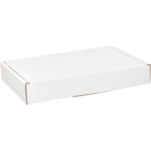  Verzenddoos, A6, golfkarton, 180x115x28mm, met klep, enkele golf, wit
