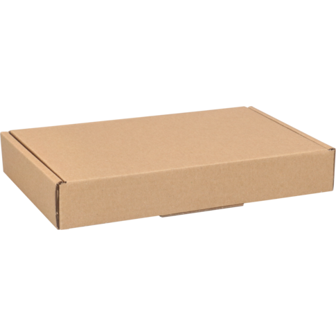 SendProof® Verzenddoos, A6, golfkarton, 180x115x28mm, met klep, enkele golf, bruin