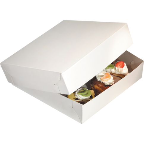  Gebaksdoos Zwanenhalsdoos, karton, 40x40x8cm, duplex, wit