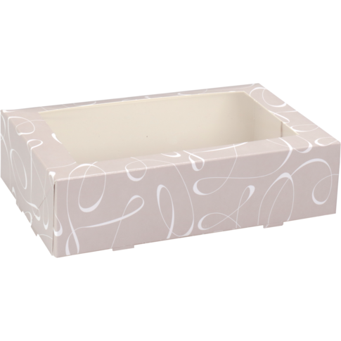  Gebaksdoos, Swirl, karton + PET, 19x12.5x5cm, met venster, 
