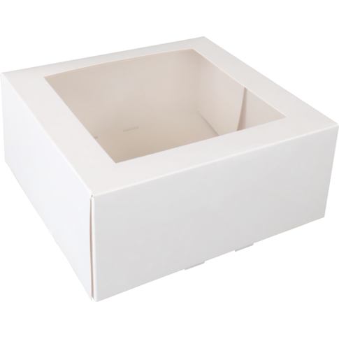  Gebaksdoos, karton + PET, 21x21x9cm, met venster, wit