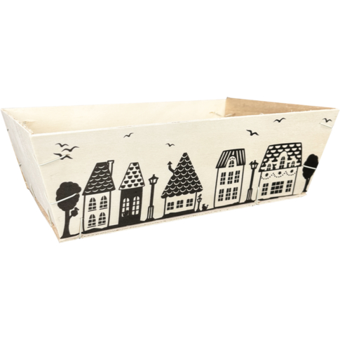 Mand, hout, 29x19x9cm, vierkant, naturel