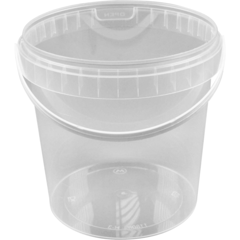 Bak, PP, 1180ml, Ø133mm, met hengsel, incl. deksel, transparant