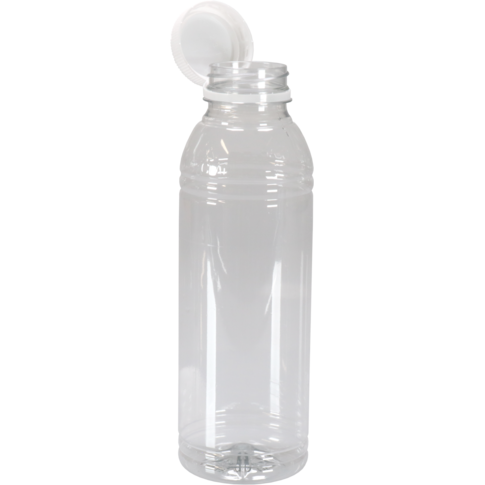 Fles, petfles, Gerecycled PET, met vaste dop, 500ml, transparant/wit