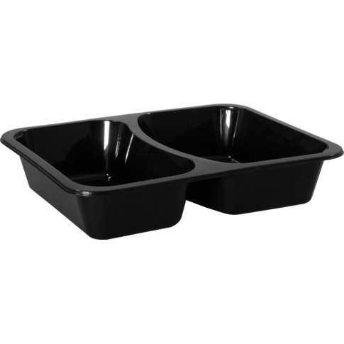 Bak, PP, 2-vaks, spuitgiet, menubak, 228x178x45mm, zwart