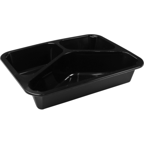 Bak, PP, 3-vaks, spuitgiet, menubak, 228x178x45mm, zwart