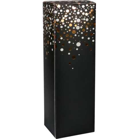  Flesdoos, Party Spot-On, golfkarton, 1 fles, 93x93x330mm, zwart/wit/goud