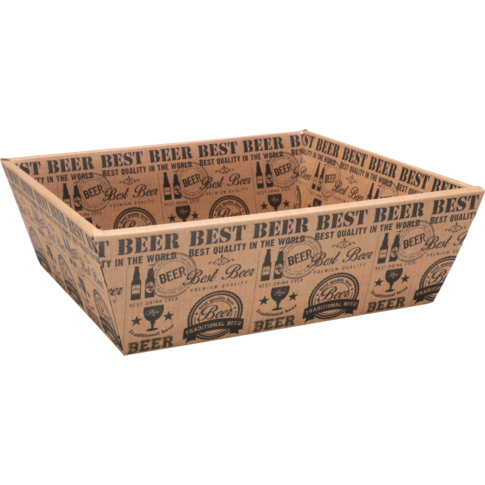 Mand, golfkarton, biermand, 31x29x10cm, vierkant, bruin