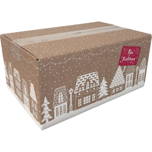  Kerstpakketdoos, Huisjes, golfkarton, 31x20x14cm, Kerstmis, a, 