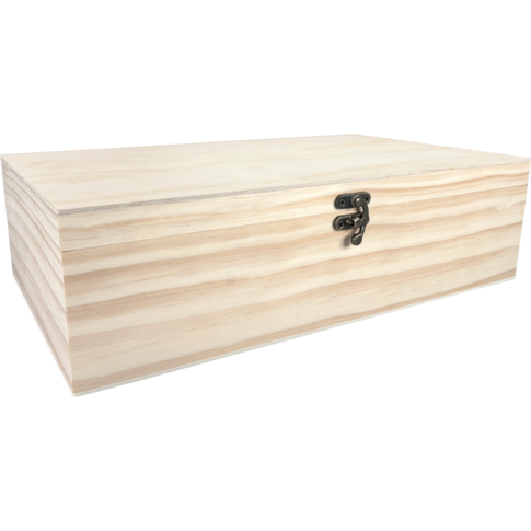 Wijnkist, 2 flessen, scharnierdeksel, 340x195x95mm, hout, naturel