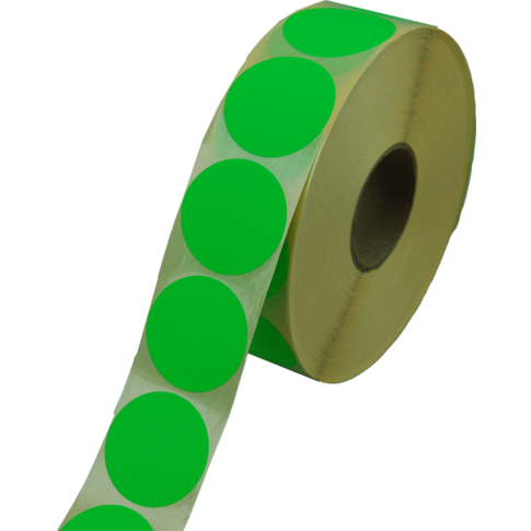 Etiket, Reclame-etiket, papier, permanent, ∅35mm, fluor/groen