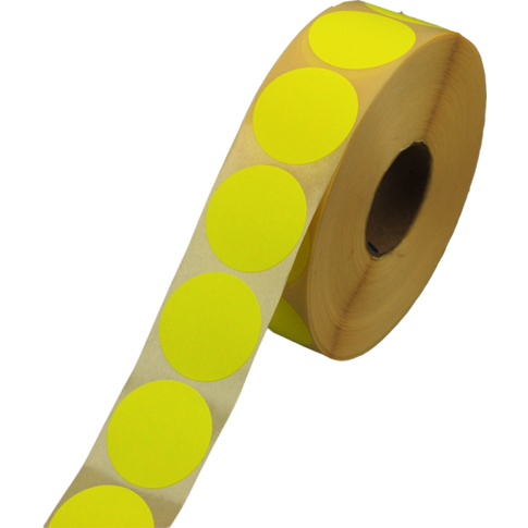 Etiket, Reclame-etiket, papier, permanent, ∅35mm, fluor/geel