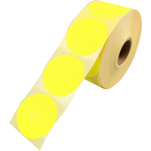 Etiket, Reclame-etiket, papier, permanent, ∅62mm, fluor/geel
