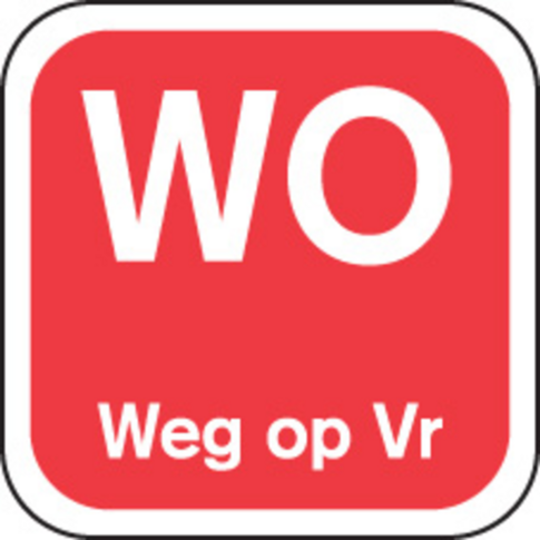 Label, WO weg op, papier, afwasbaar, 19x19mm, rood