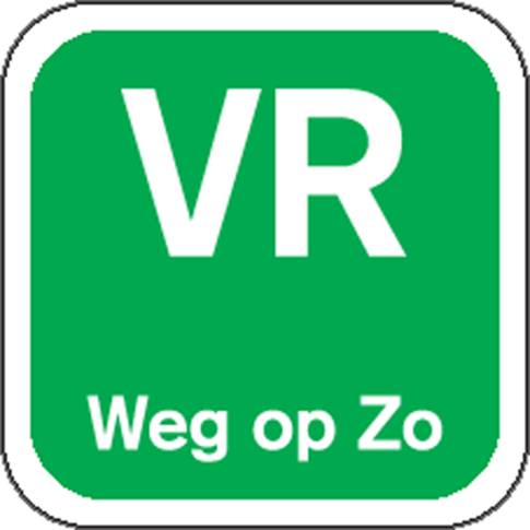 Label, VR weg op, papier, afwasbaar, 19x19mm, groen