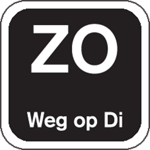 Label, ZO weg op, papier, afwasbaar, 19x19mm, zwart