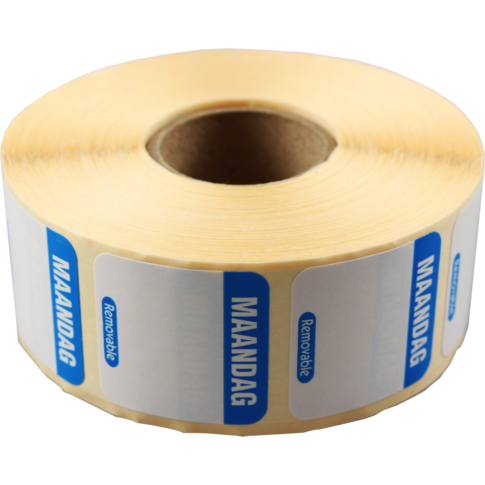 Label, Daglabel ma, papier, beschrijfbaar, 25x25mm, blauw