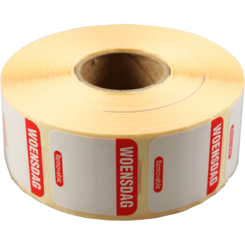 Label, Daglabel wo, papier, beschrijfbaar, 25x25mm, rood