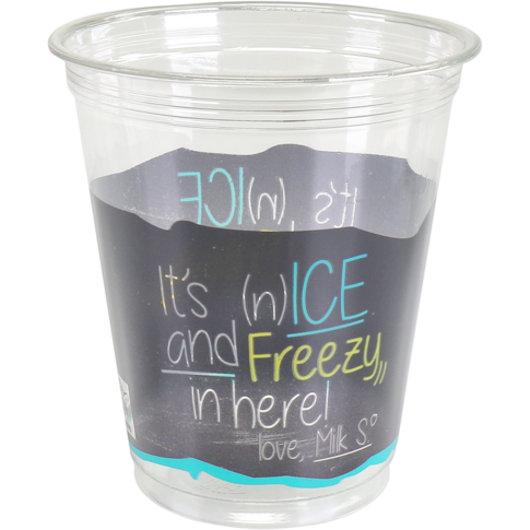 Depa, Milkshakebeker, ICE is (N)ICE, Gerecycled PET, 300ml, 12oz, Ø90mm, transparant/blauw
