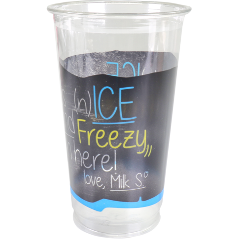 Depa, Milkshakebeker, ICE is (N)ICE, Gerecycled PET, 500ml, 22oz, Ø90mm, transparant/blauw