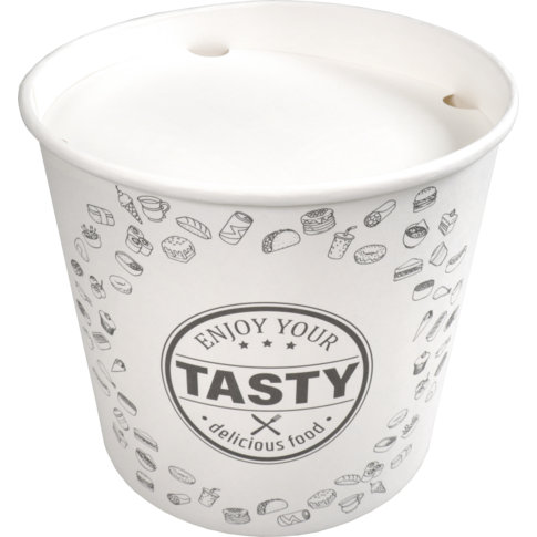 Bak, Karton + PE, 2150ml, TASTY, incl. deksel, foodbucket, 160mm, wit