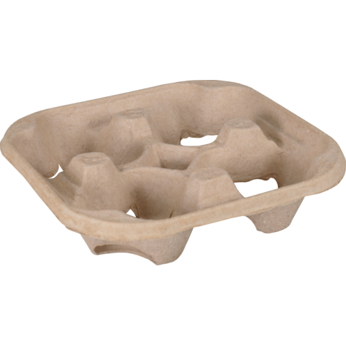 Depa Draagtray, 4 bekers, 217x217x48mm, papierpulp, bruin