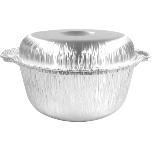 Mosselpan, met deksel, Ø250x100mm, aluminium, zilver