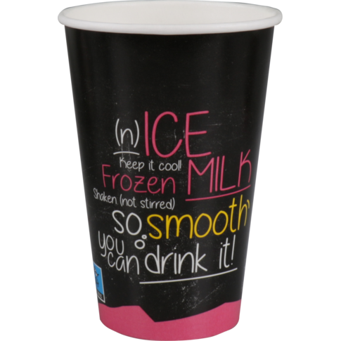 Depa, Milkshakebeker, ICE is (N)ICE, Karton + PE, 400ml, 16oz, Ø90mm, zwart/roze