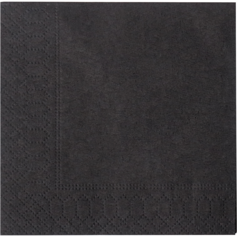 Servet, 1/4 vouw, 2-laags, 24x24cm, papier, zwart