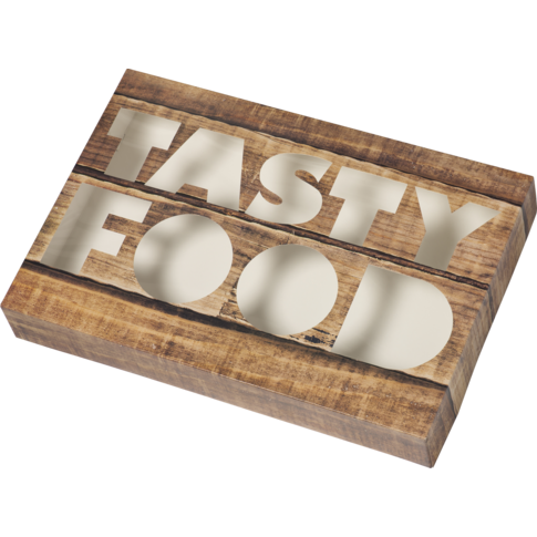  Cateringdoos, Tastyfood, karton + PP, 557x376x80mm, bruin