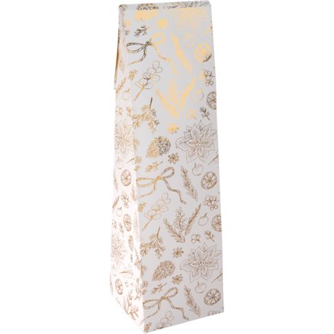 Fleszak, 9.5x41x9.5cm, Botanical, papier + PE, wit/goud