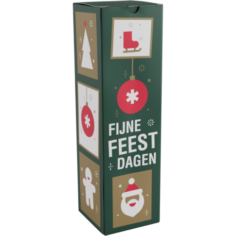  Flesdoos, Tegels, karton + PP, 1 fles, 330x95x95mm, Kerstmis, 