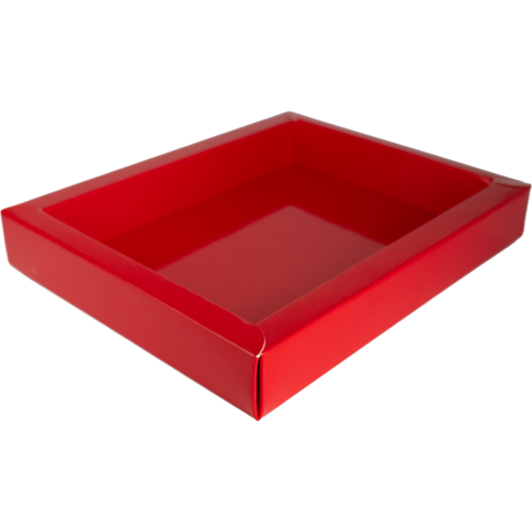  Chocoladeletterdoos, excl. deksel, GK4, karton + PET, 150x110x30mm, Sinterklaas, rood