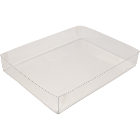 Deksel, chocoladeletterdoos GK7, PET, rechthoekig, 200x145x19mm, transparant